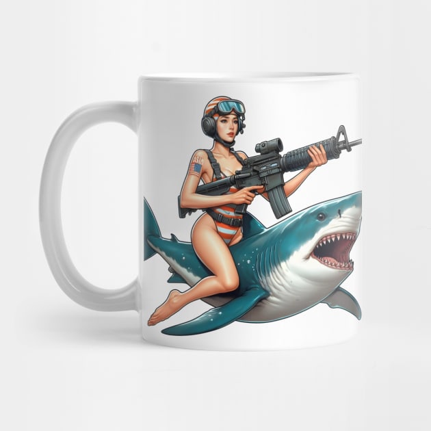 Tactical Girl and Shark by Rawlifegraphic
